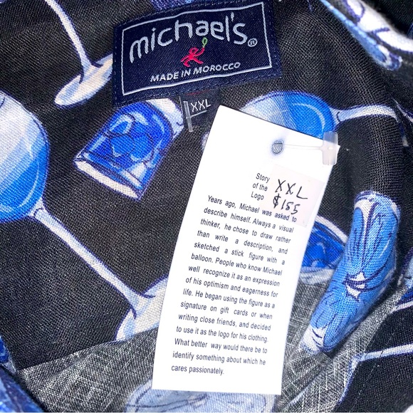 Michael’s 100% Linen Men’s Long Sleeve Shirt with Cocktail glasses. NWT. - Picture 15 of 16